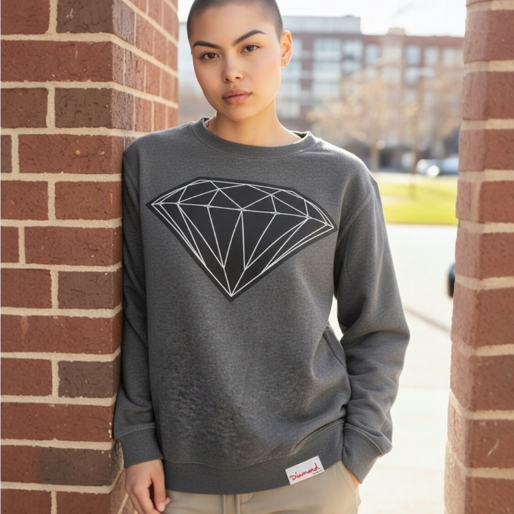 Original Diamond Supply Co Gray Diamond Graphic Women's Sweatshirt - Picture 1 of 5